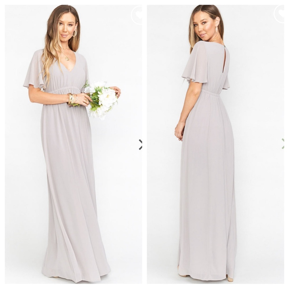 Show Me Your Mumu Emily Empire Maxi Dress Dove Grey Chiffon Size 2X